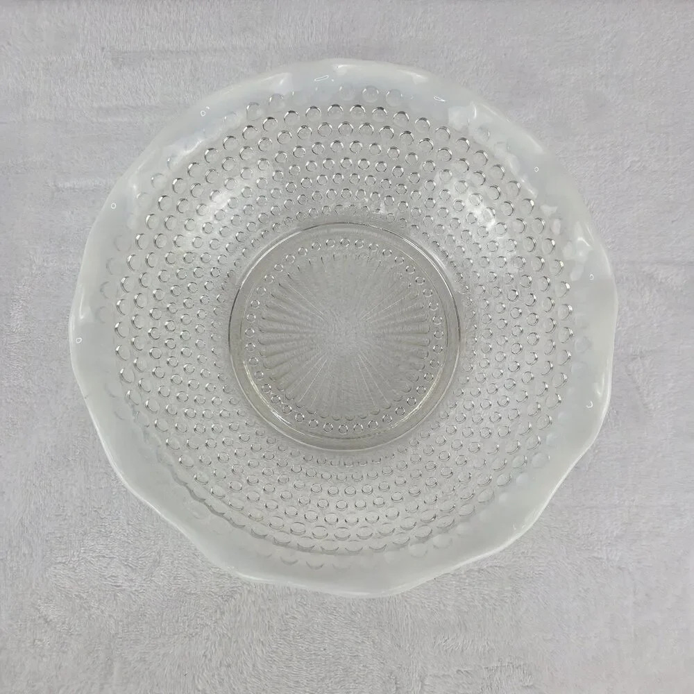 Vintage Anchor Hocking Moonstone Opalescent Hobnail Serving Bowl 9.5